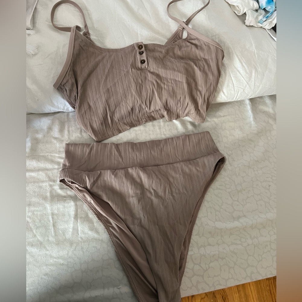 Aerie bikini set. Longline top, high waisted bottoms